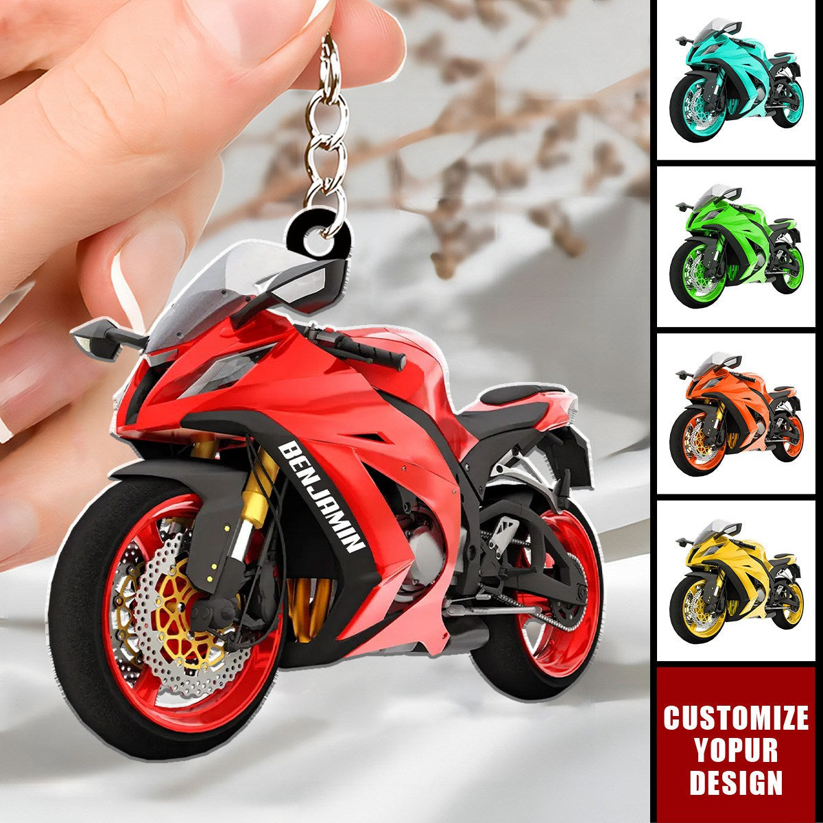 Sport Bike Motorcycle Personalized Acrylic Keychain, Gift For Biker