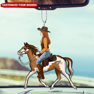 Girl Riding Horse - Personalized Acrylic Ornament