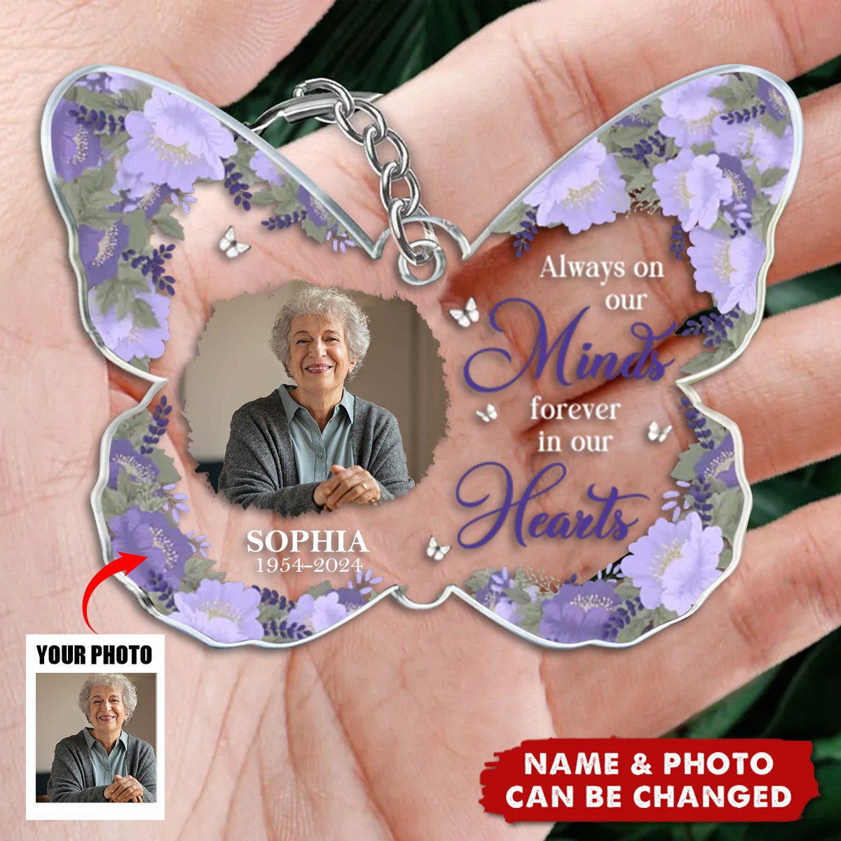 Custom Photo I Am Always With You - Memorial Personalized Acrylic Keychain - Sympathy Gift For Family Members