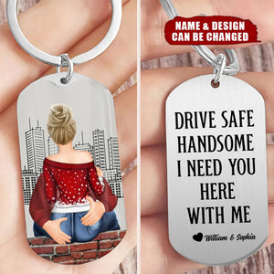 Drive Safe - Personalized Engraved Stainless Steel Keychain - Perfect Gift For Couples