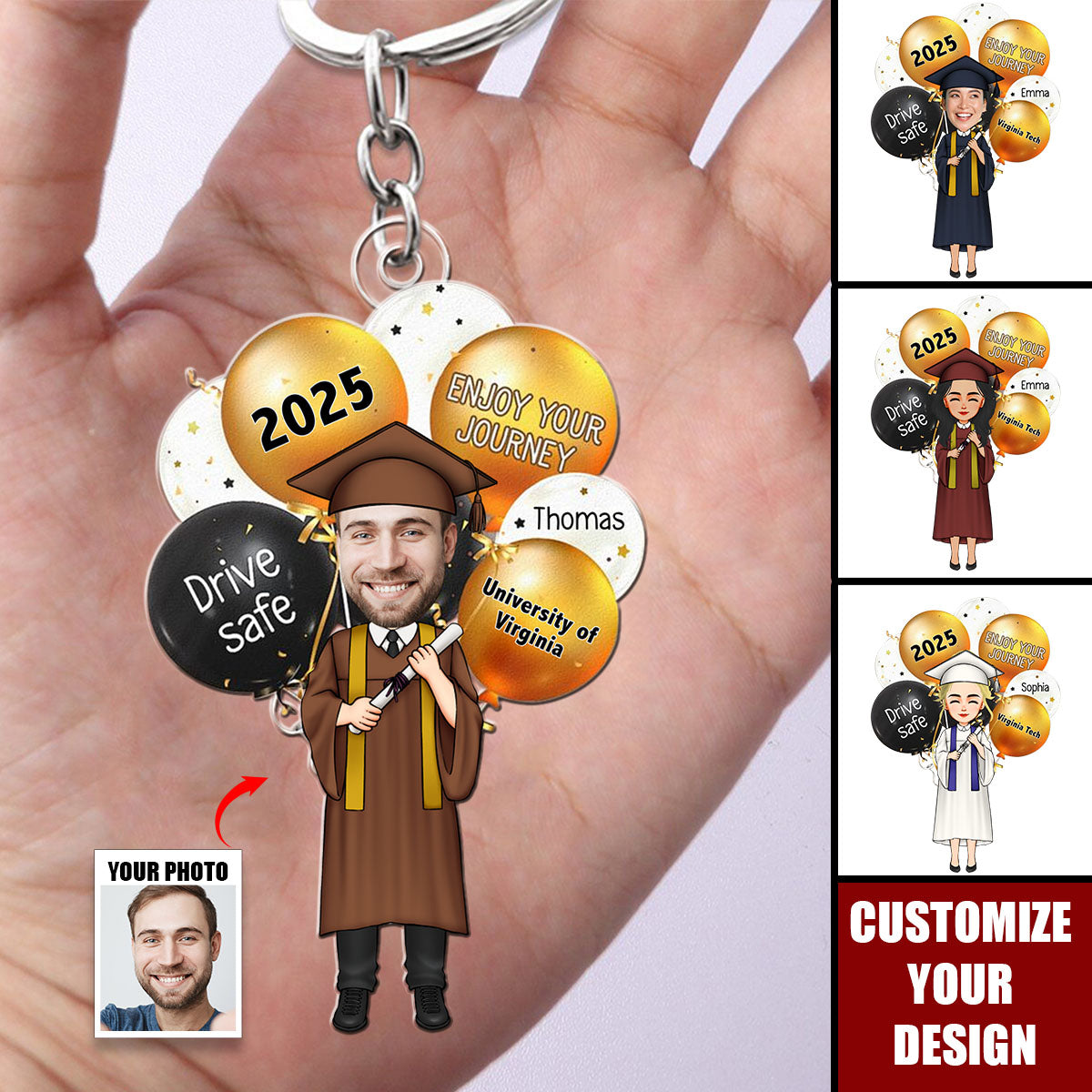 Enjoy Your Journey Graduation Gift - Personalized Acrylic Keychain