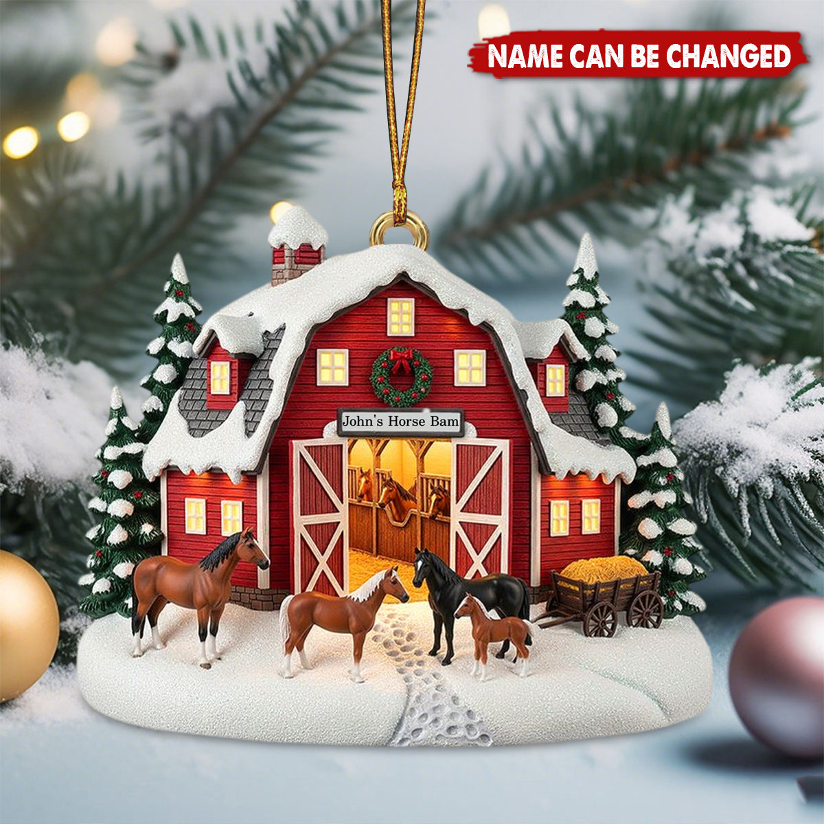 Farm Style - Personalized Christmas Acrylic Ornament, Gifts for Horse Lovers
