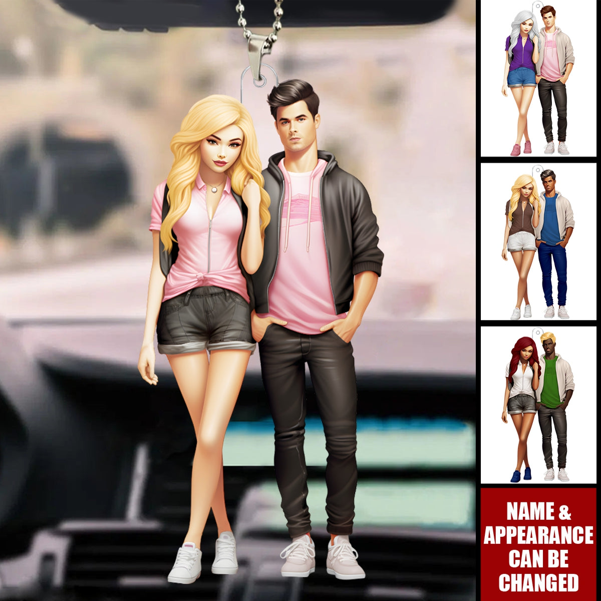 Couple Doll - Valentine's Day Gift - Personalized Acrylic Car Ornament