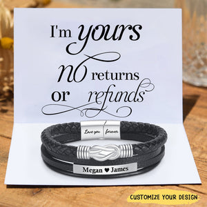 Personalized Couple Forever And Always Linked Magnetic Clasp Bracelet