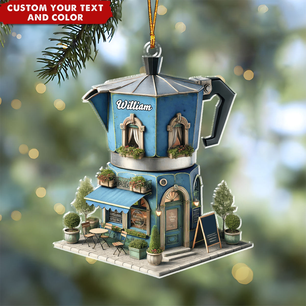 Custom Name Barista Ornament, Bartender Christmas Gift