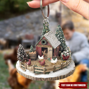 Dreamy Chicken Farm Personalized Keychain, Gift For Chicken Lover