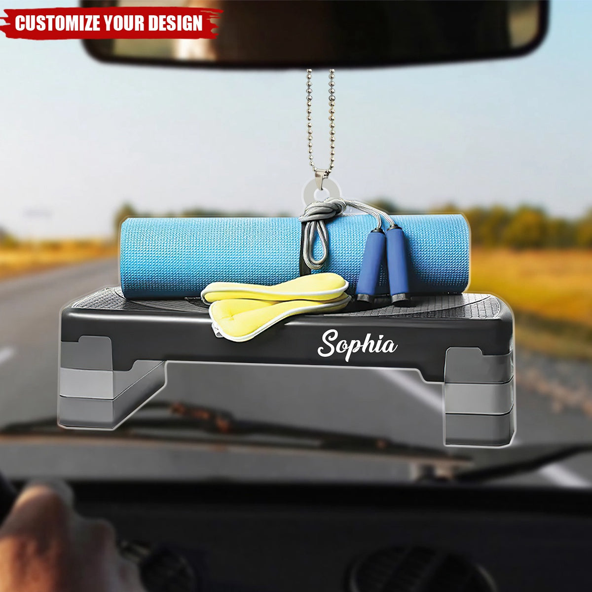 Personalized Workout Car Ornament, Gym Car Ornament, Fitness Ornament