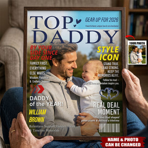 Personalized Daddy Magazine Cover, Gift For Daddy, Custom Daddy Photo Canvas
