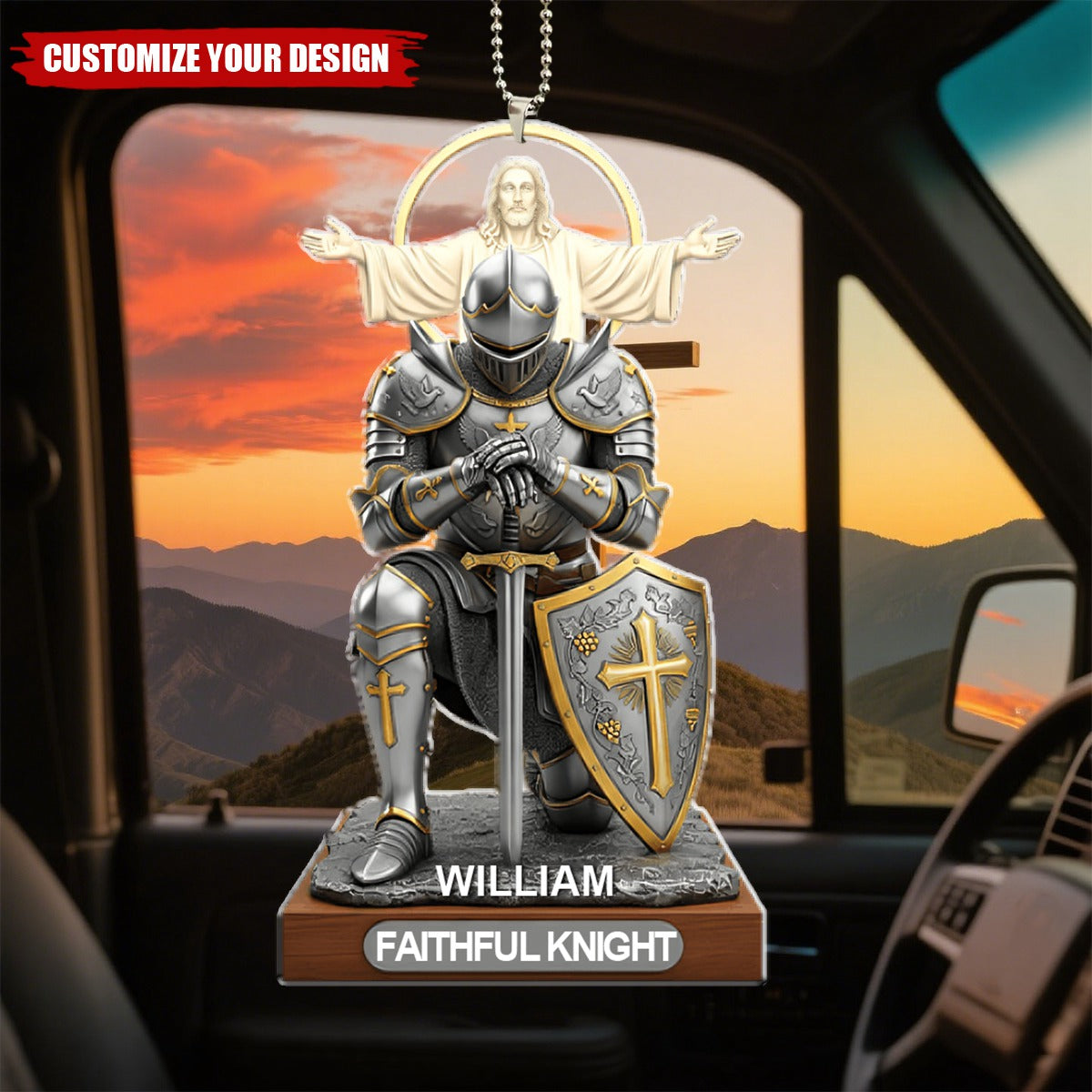 Christian Faithful Knight Car Ornament - Personalized Gifts For Christian