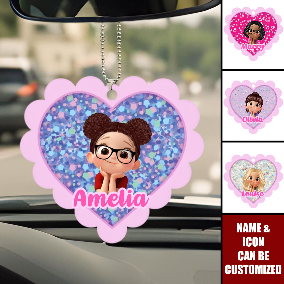 Glitter Effect Girl - Personalized Acrylic Ornament