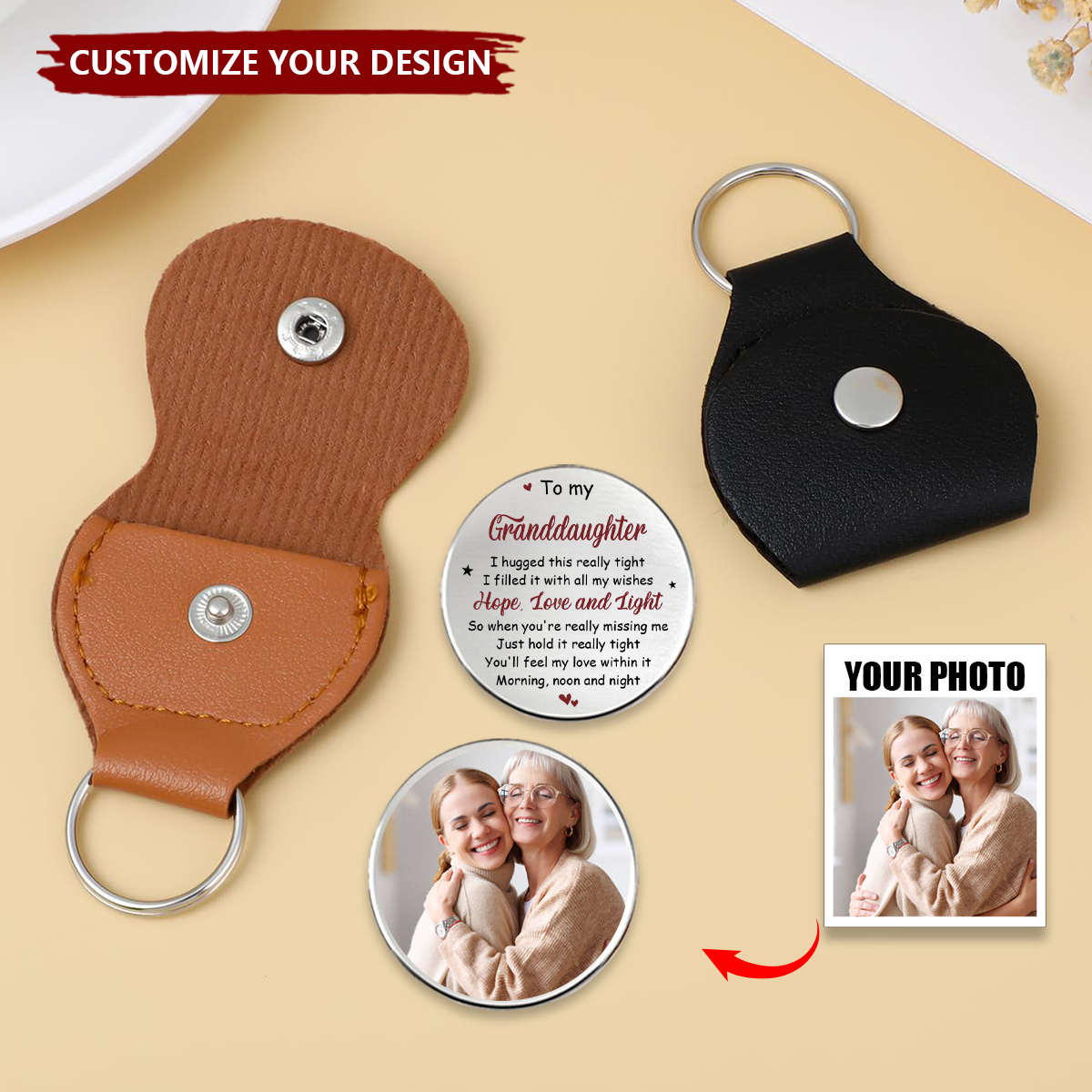 Custom Photo I’m So Proud Of You - Family Personalized Pocket Hug Keychain