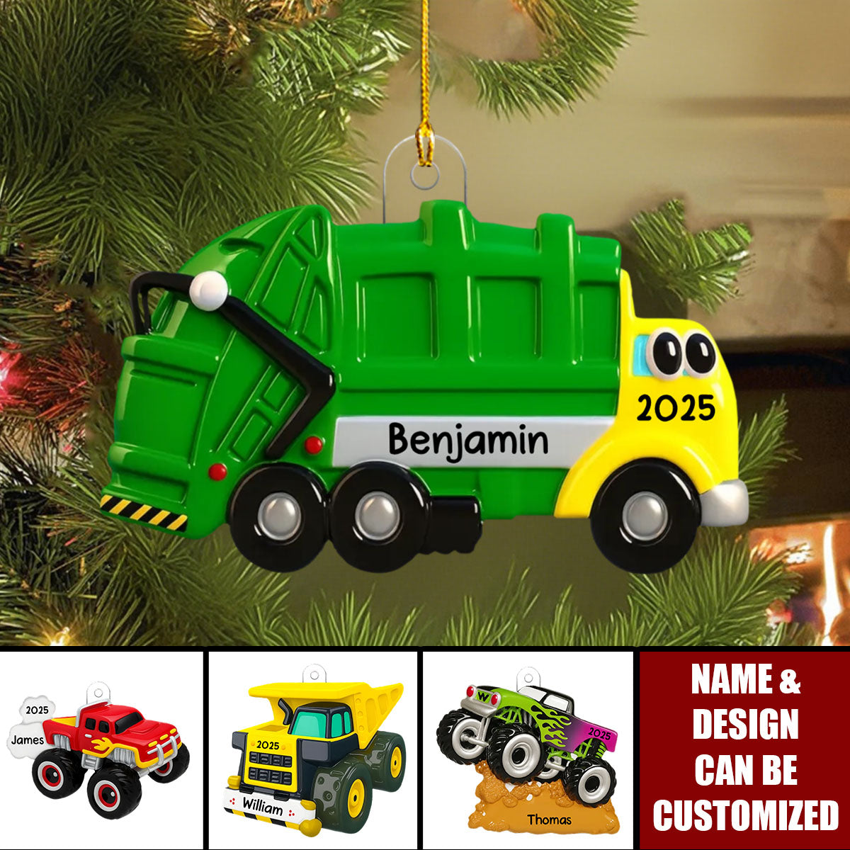 Christmas Truck For Kids Boys Girls - Personalized Acrylic Ornament