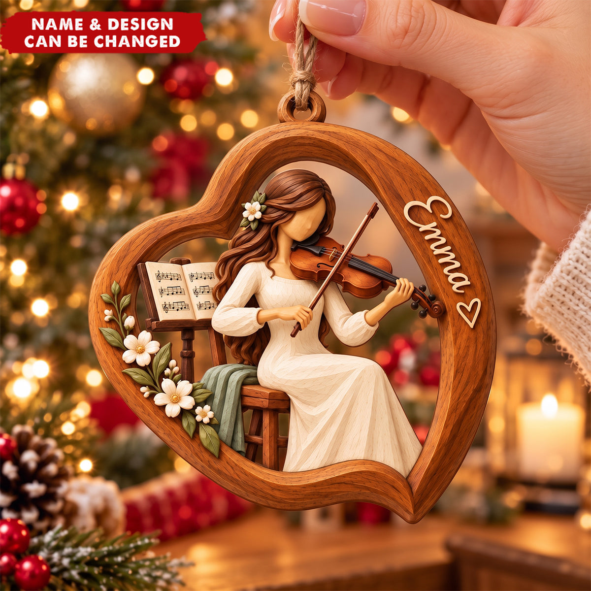 Personalized Christmas Ornament Of A Girl Playing The Violin