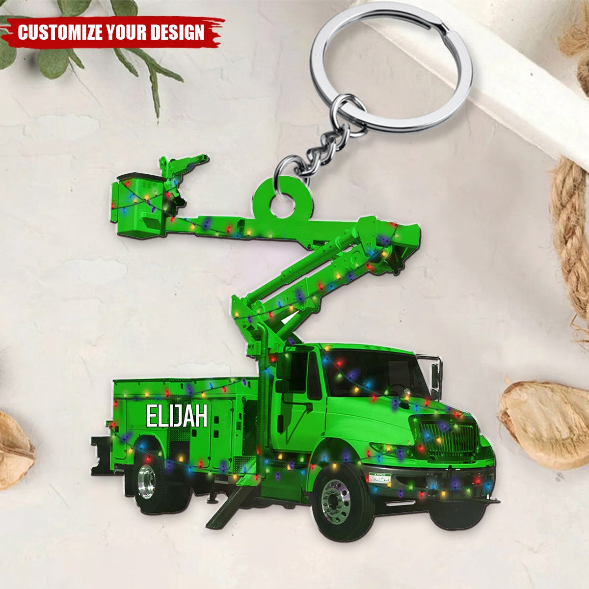 Lineman Truck - Personalized Acrylic Keychain, Christmas Gift For Lineman