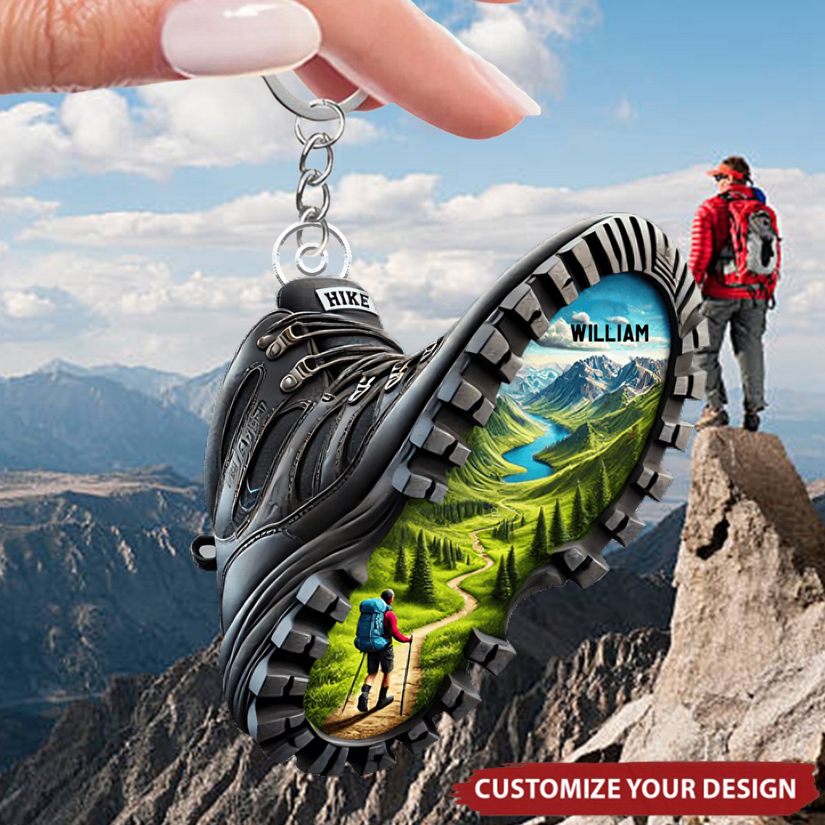 Custom Name Hiking Keychain - Gift For Hiking Lover