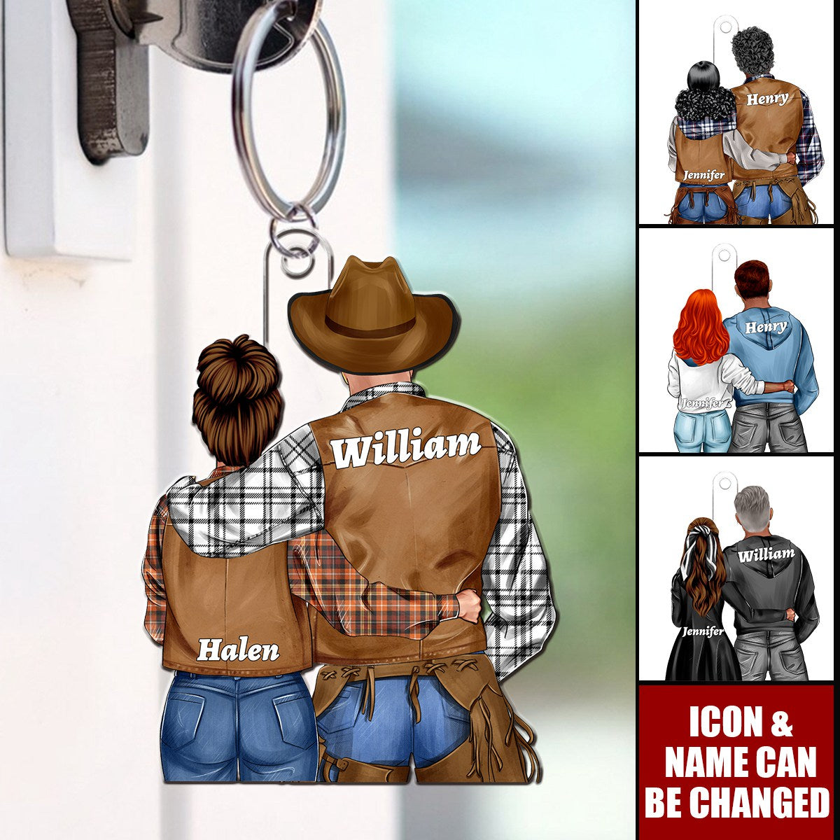 Personalized Gifts For Cowboys Couple Keychain