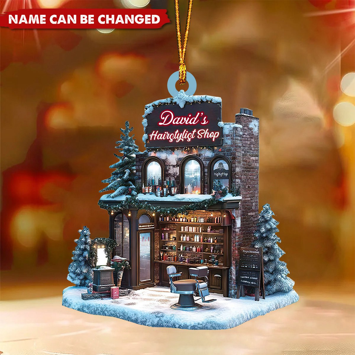 Personalized Hair Salon Flat Ornament, Hairdresser Gifts,Christmas Gift, Hair Salon Ornament