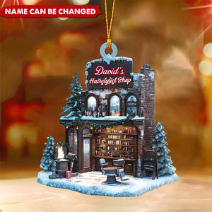 Personalized Hair Salon Flat Ornament, Hairdresser Gifts,Christmas Gift, Hair Salon Ornament