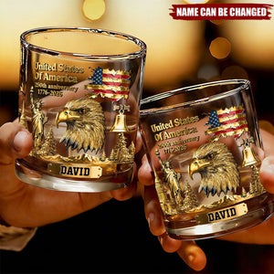 250th Anniversary - Personalized Bald Eagle Whiskey Glass
