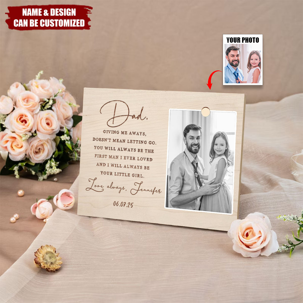 Father of the Bride Gift From Bride - Personalized Photo Frame, Wedding Gift For Dad