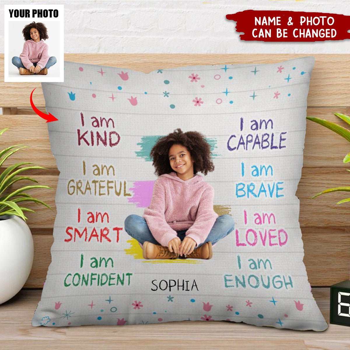 Custom Photo I Am Kind - Personalized Photo Pillow