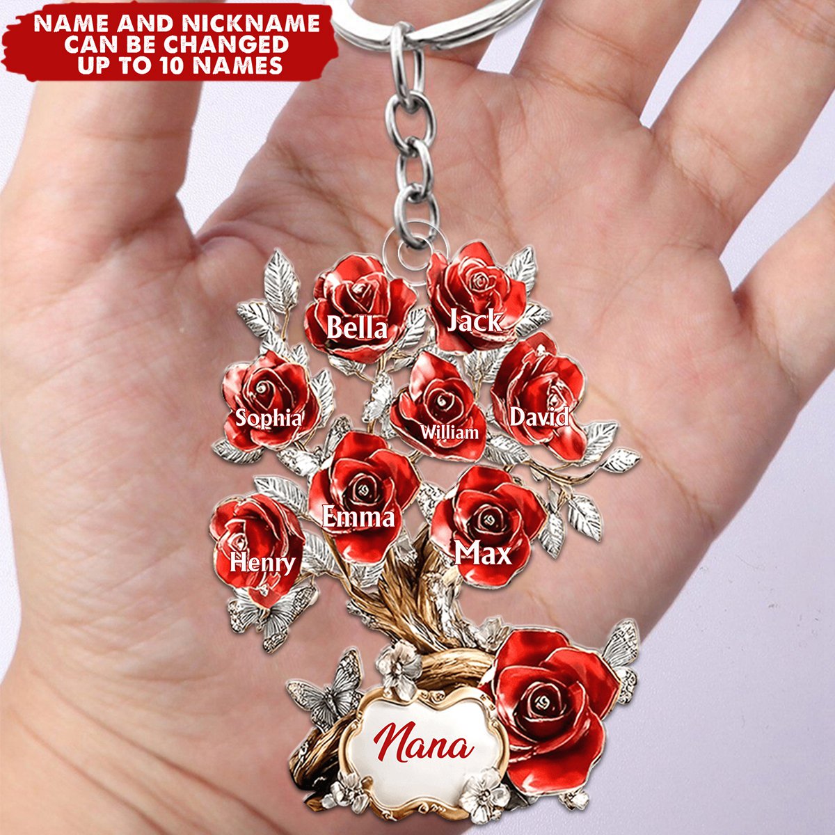Flowers For Mom Grandma - Personalized Keychain
