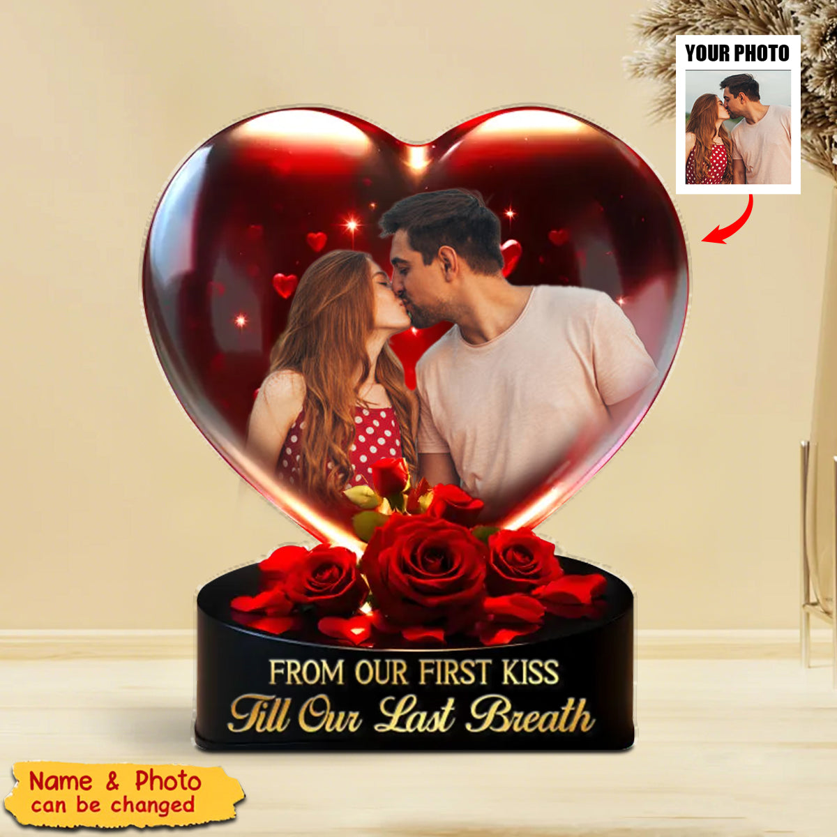 Custom Photo From Our First Kiss - Couple Personalized Acrylic Plaque