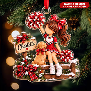Personalized Cheerleader Acrylic Ornament - Cheerleading Christmas Ornament