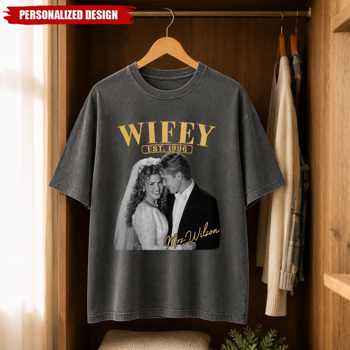 Personalized Wedding Photo T‑Shirt - Anniversary Gift For Her