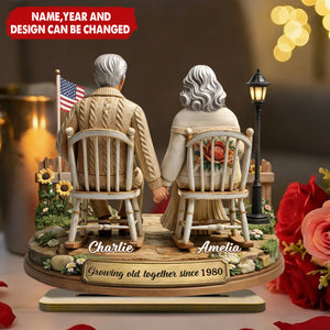 3D Effect Couple Sitting Together - Personalized 2-Layered Wooden Plaque - Heartfelt Valentine's Day Gift for Him, for Her