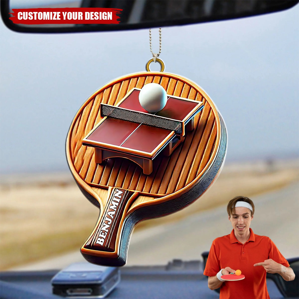 Table Tennis - Personalized Acrylic Car Ornament, Gift For Ping Pong Lovers