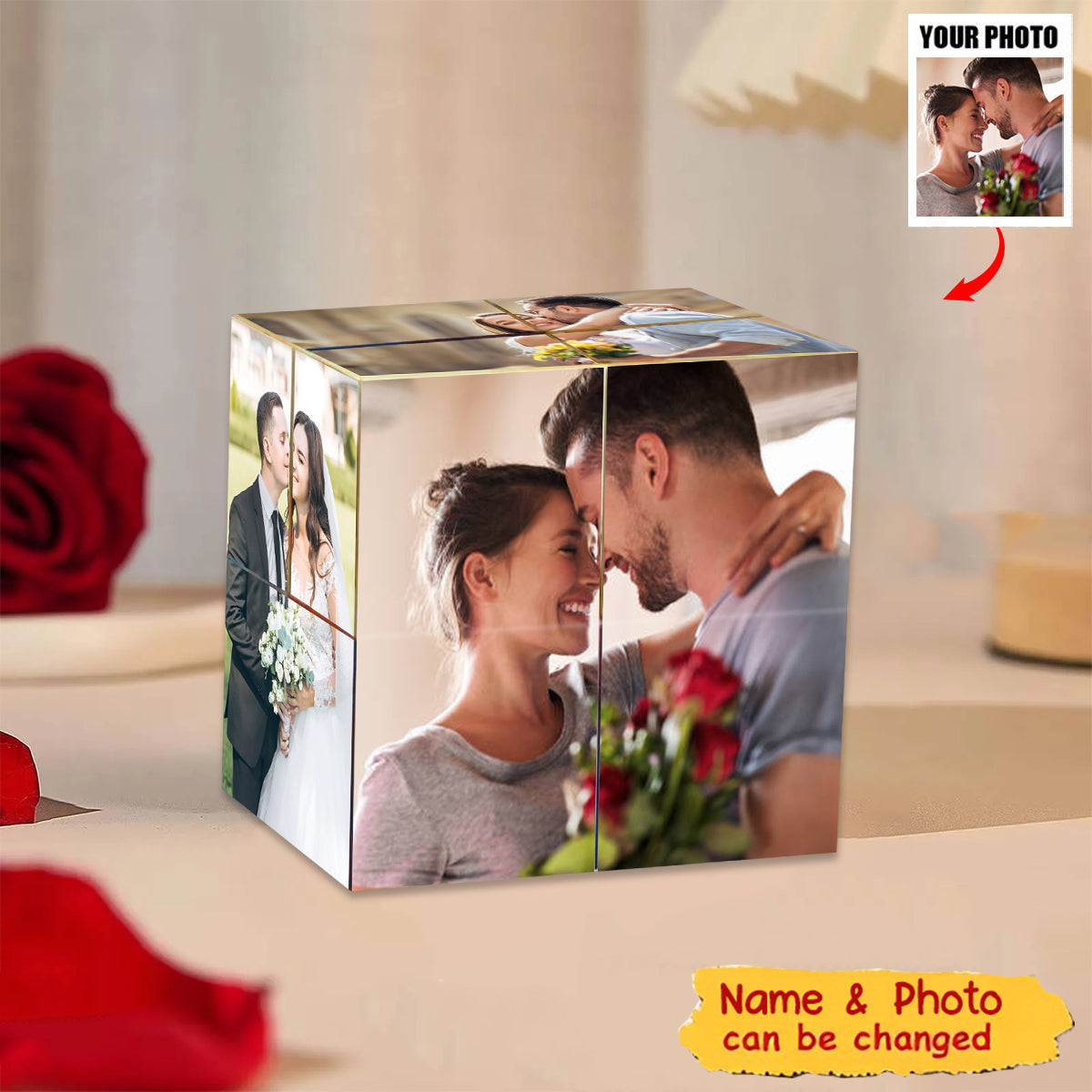 Personalized Eternal Love Custom Photo Cube - Gift For Him, For Her