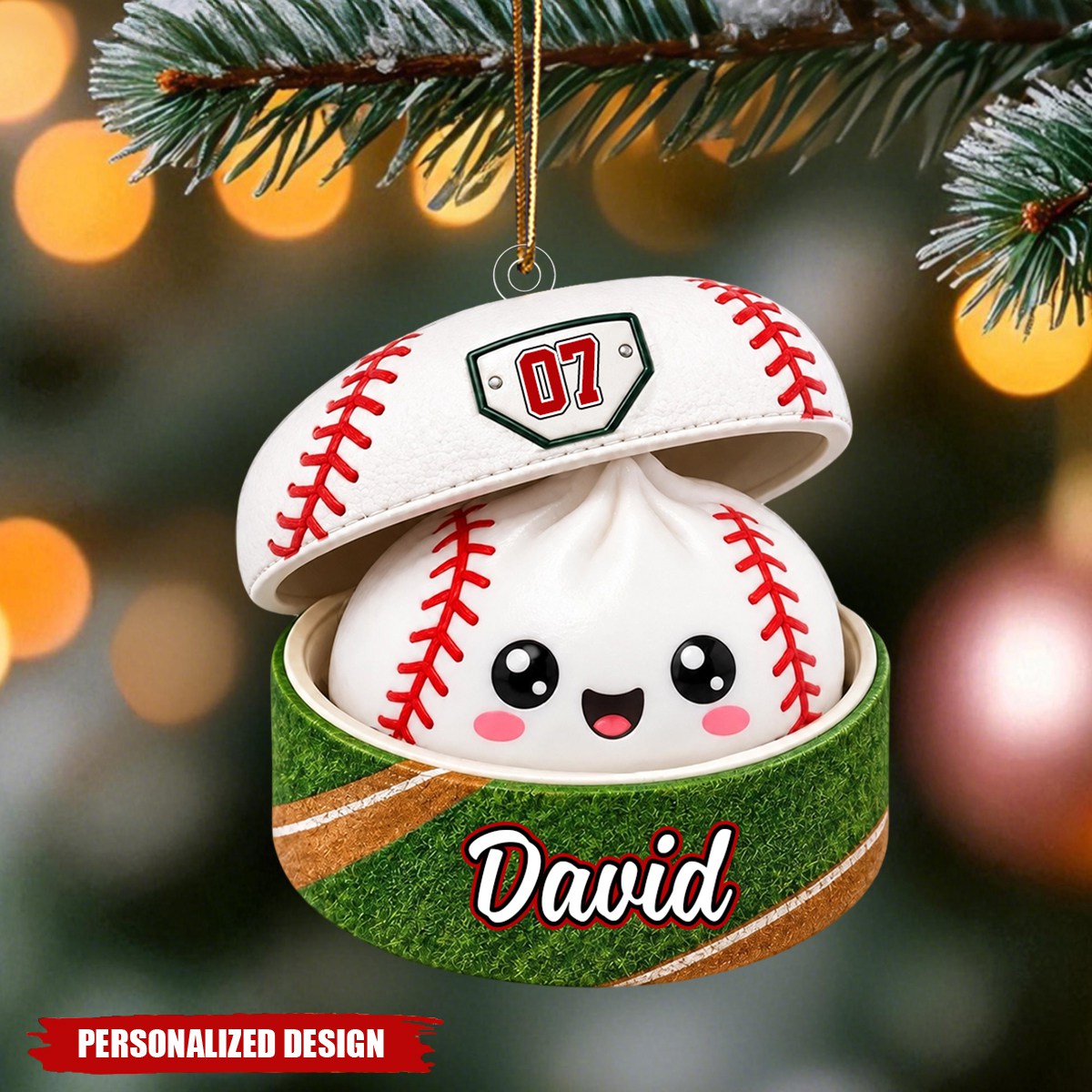 Personalized Cute Bao Bun Sports Ball Acrylic Christmas Ornament