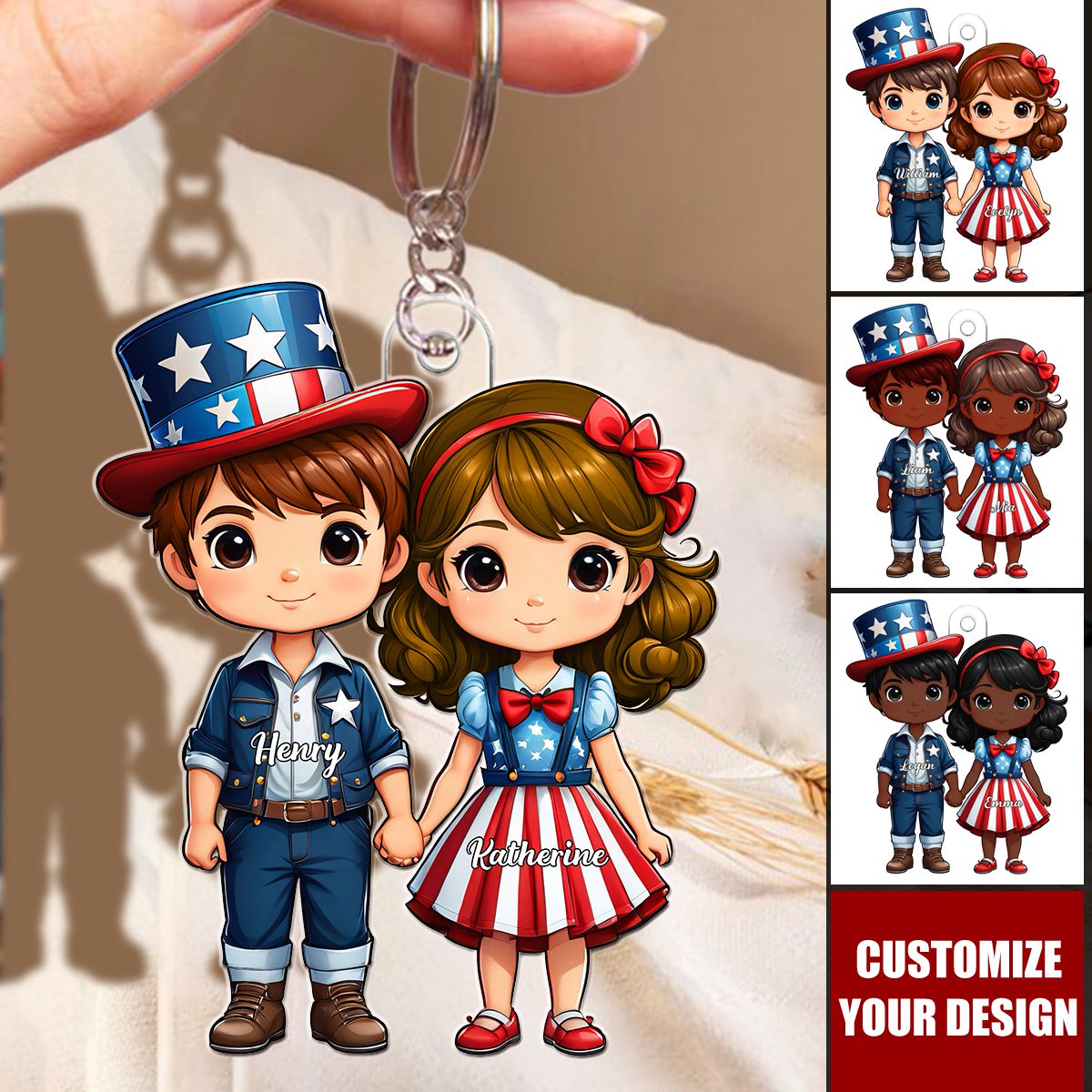 Patriotic Couple - Personalized Acrylic Keychain