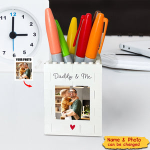 Personalized Daddy & Me Building Blocks Desk Pen Pencil Holder