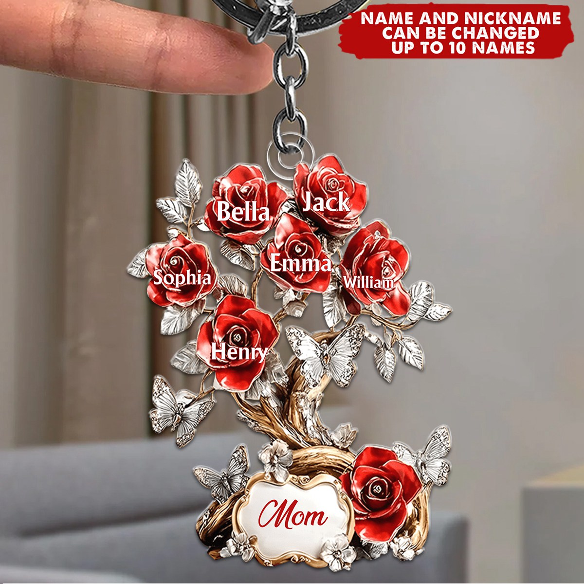 Flowers For Mom Grandma - Personalized Keychain