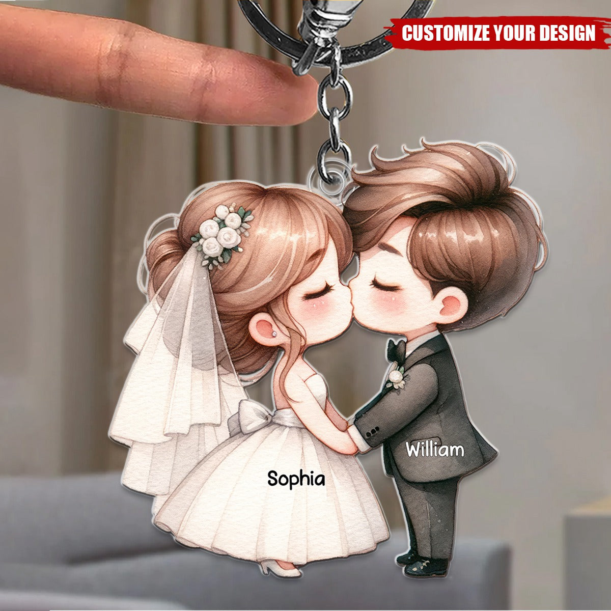 Couple Wedding Kissing - Personalized Acrylic Keychain