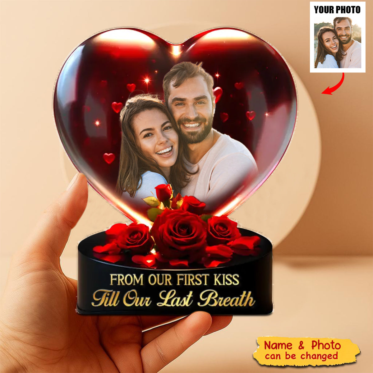 Custom Photo From Our First Kiss - Couple Personalized Acrylic Plaque