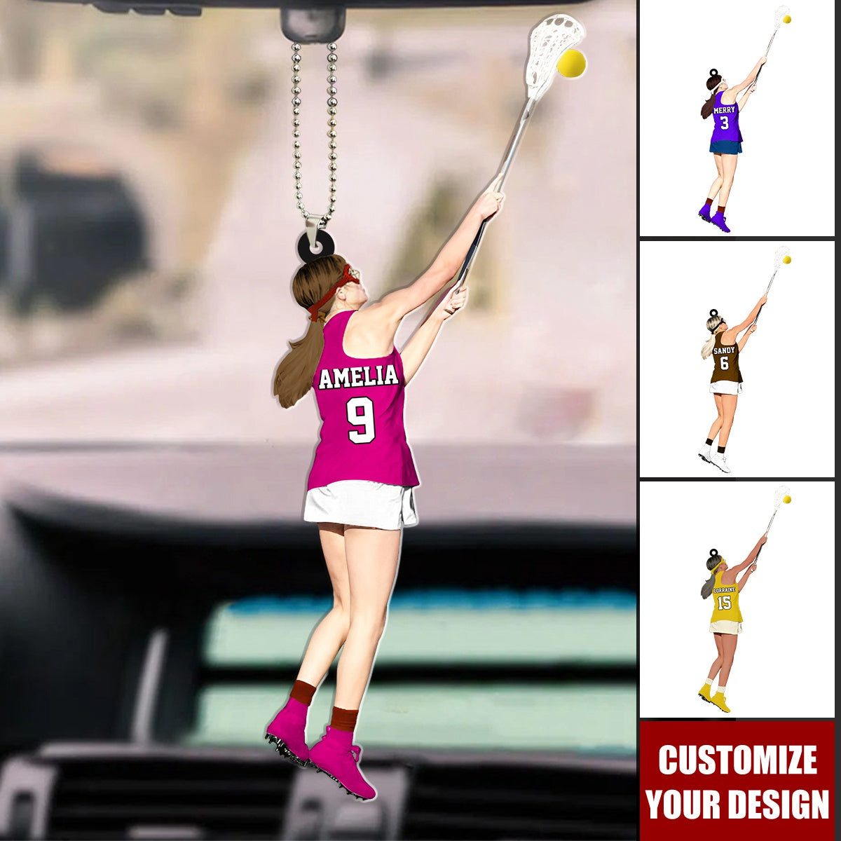 Lacrosse Women - Personalized Acrylic Car Ornament, Gift for Lacrosse Players