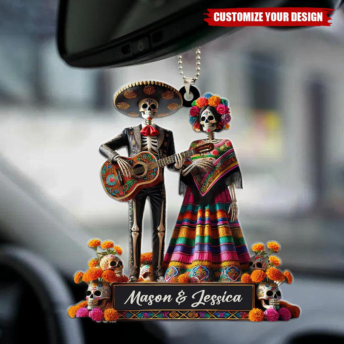 Mexican Couple - Personalized Acrylic Car Ornament