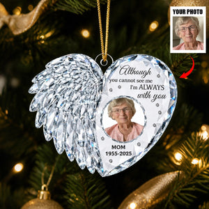 Personalized Angel Wing Heart Acrylic Photo Ornament - Custom Memorial Ornament
