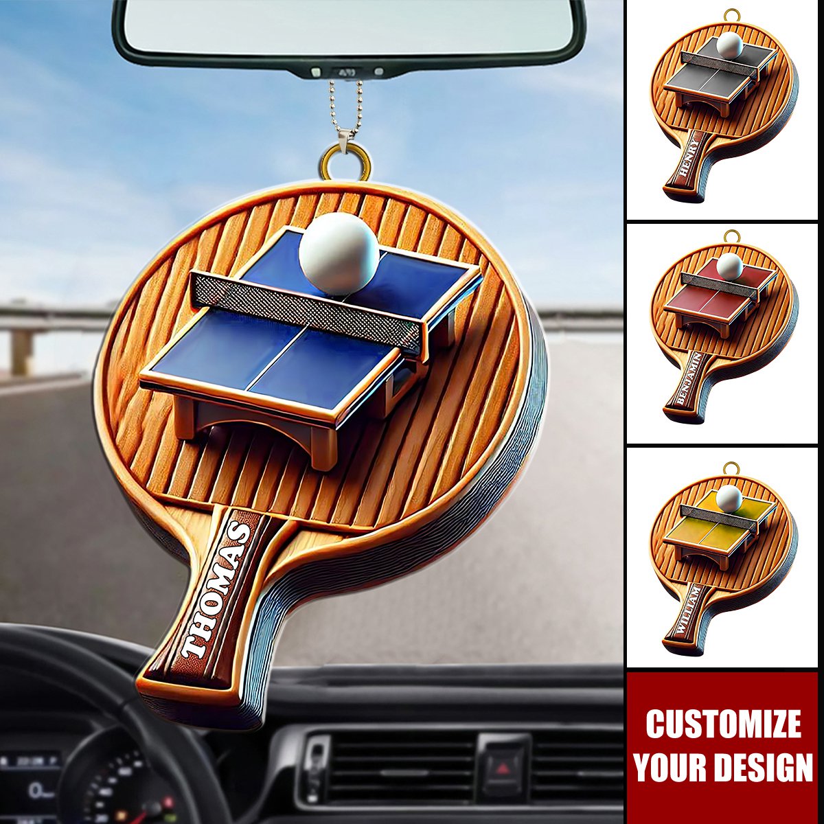 Table Tennis - Personalized Acrylic Car Ornament, Gift For Ping Pong Lovers
