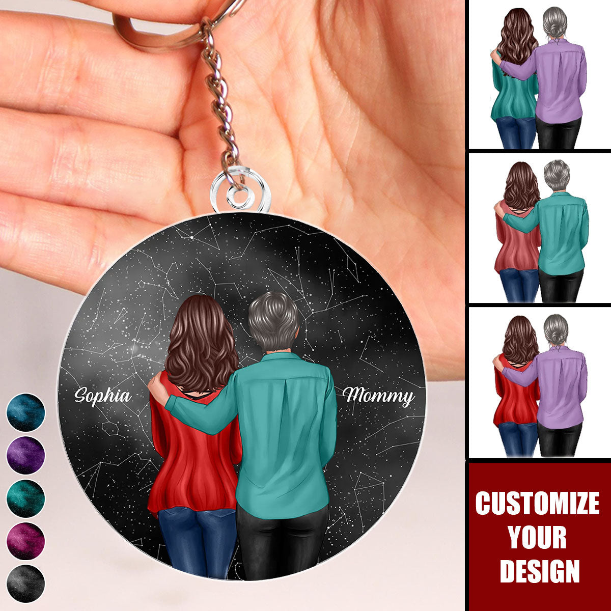 Under These Stars You Became My Mom Personalized Acrylic Keychain