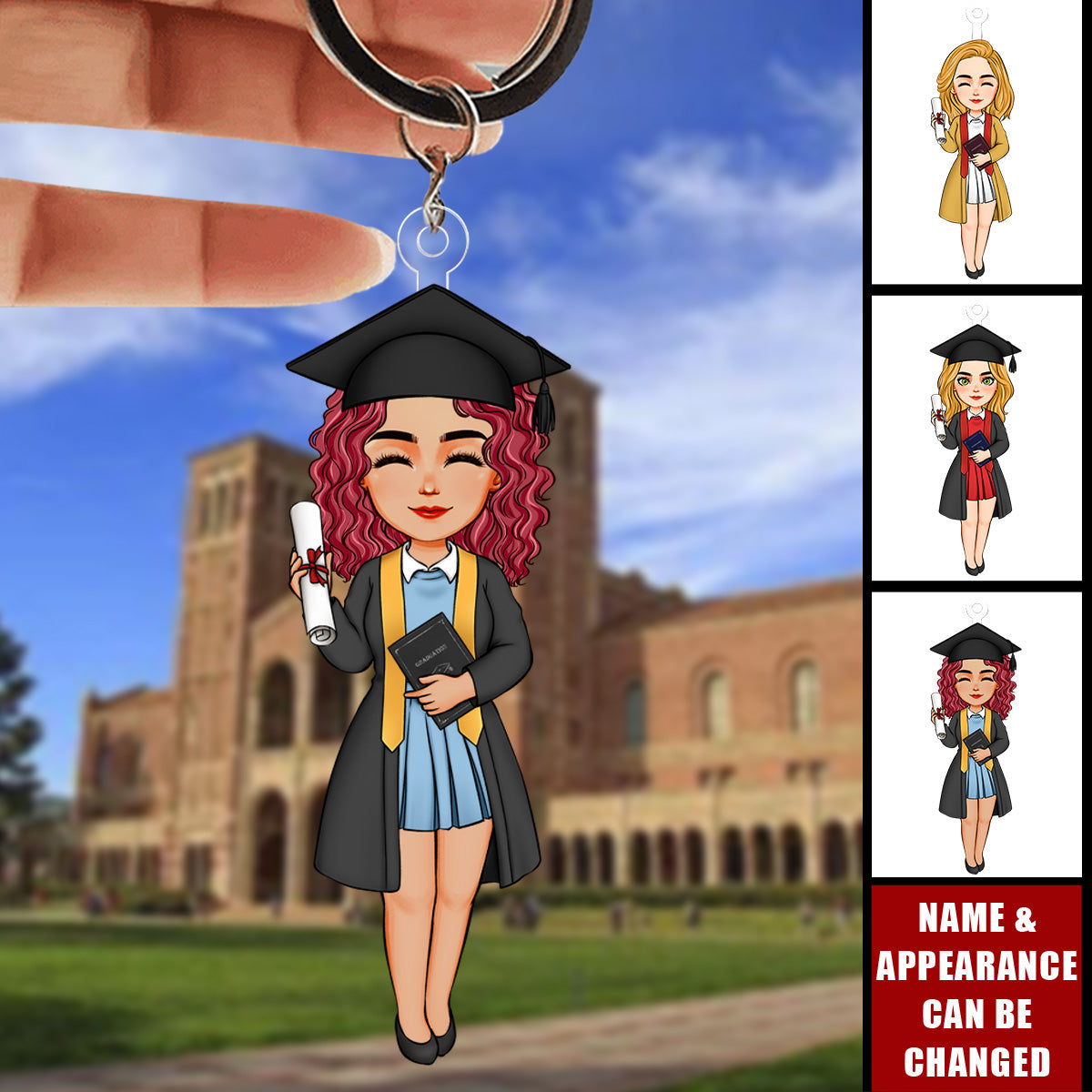 Cute Graduation Girl - Personalized Acrylic Keychain