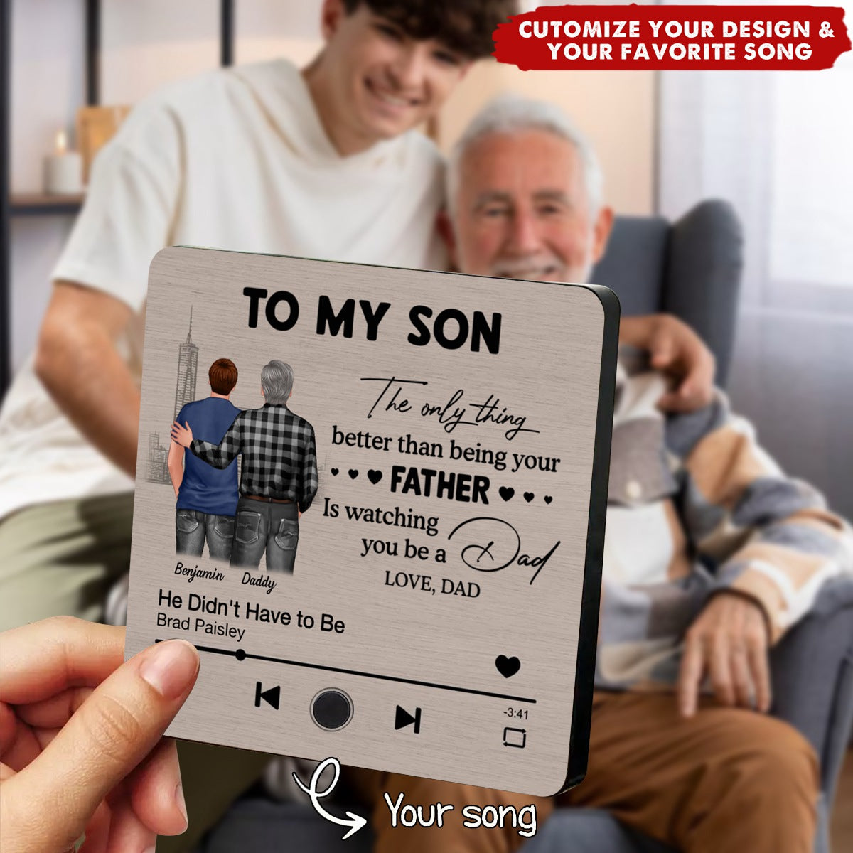 To My Son From Mom Dad - Personalized Music Fridge Magnet, Father's Day Gift For Son