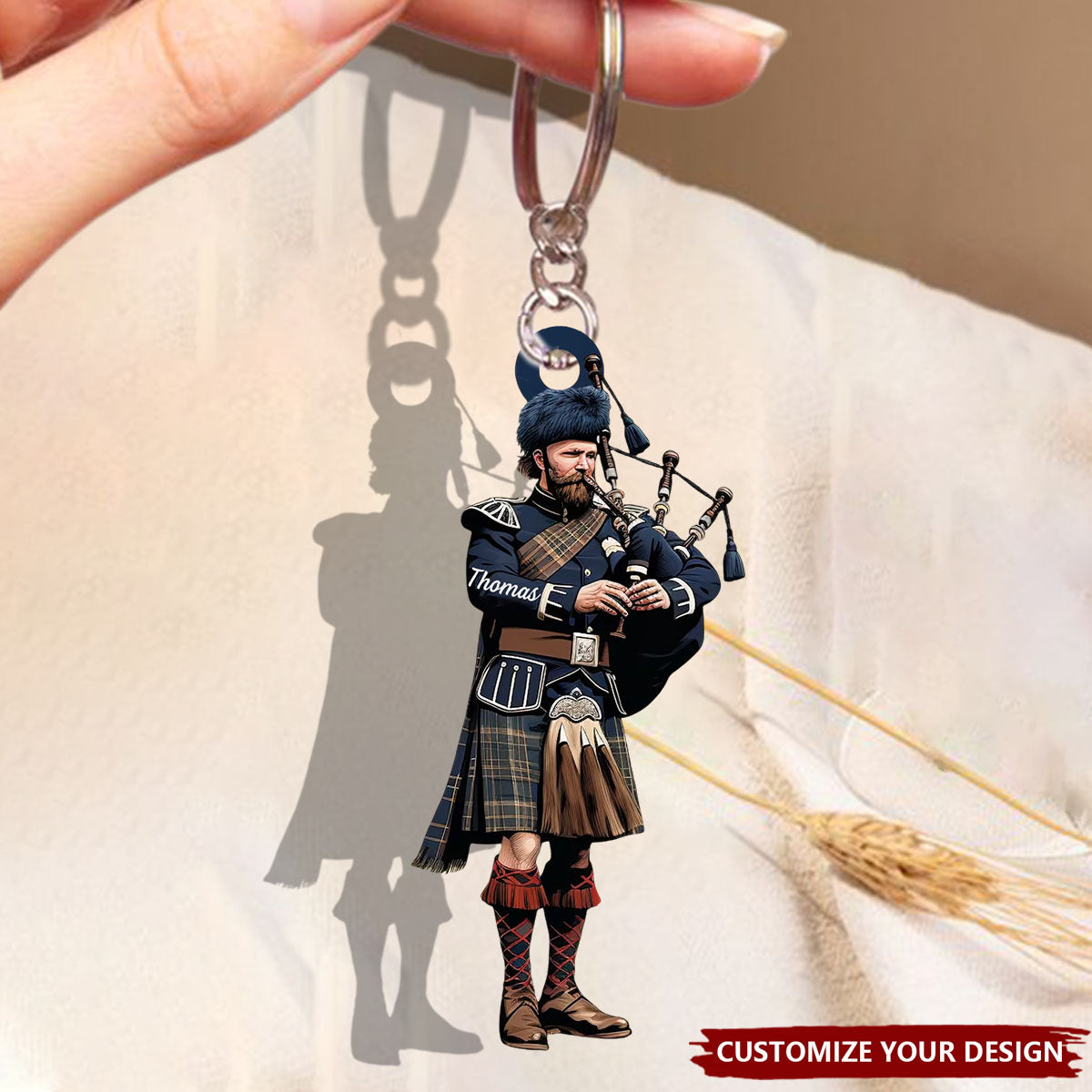 Custom Name Piper In A Kilt - Personalized Acrylic Keychain