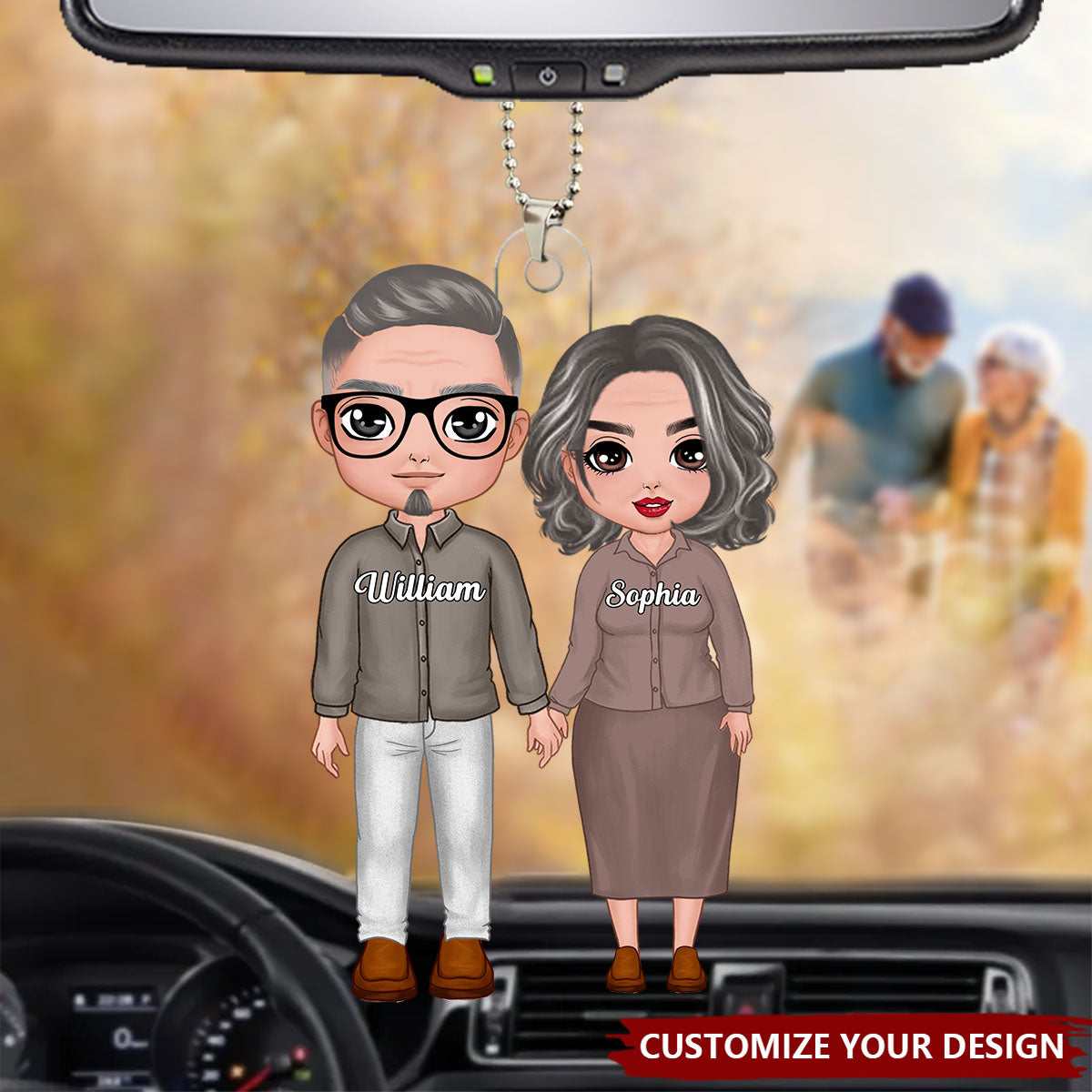 Old Young Doll Couple Annoying Each Other Personalized Acrylic Ornament