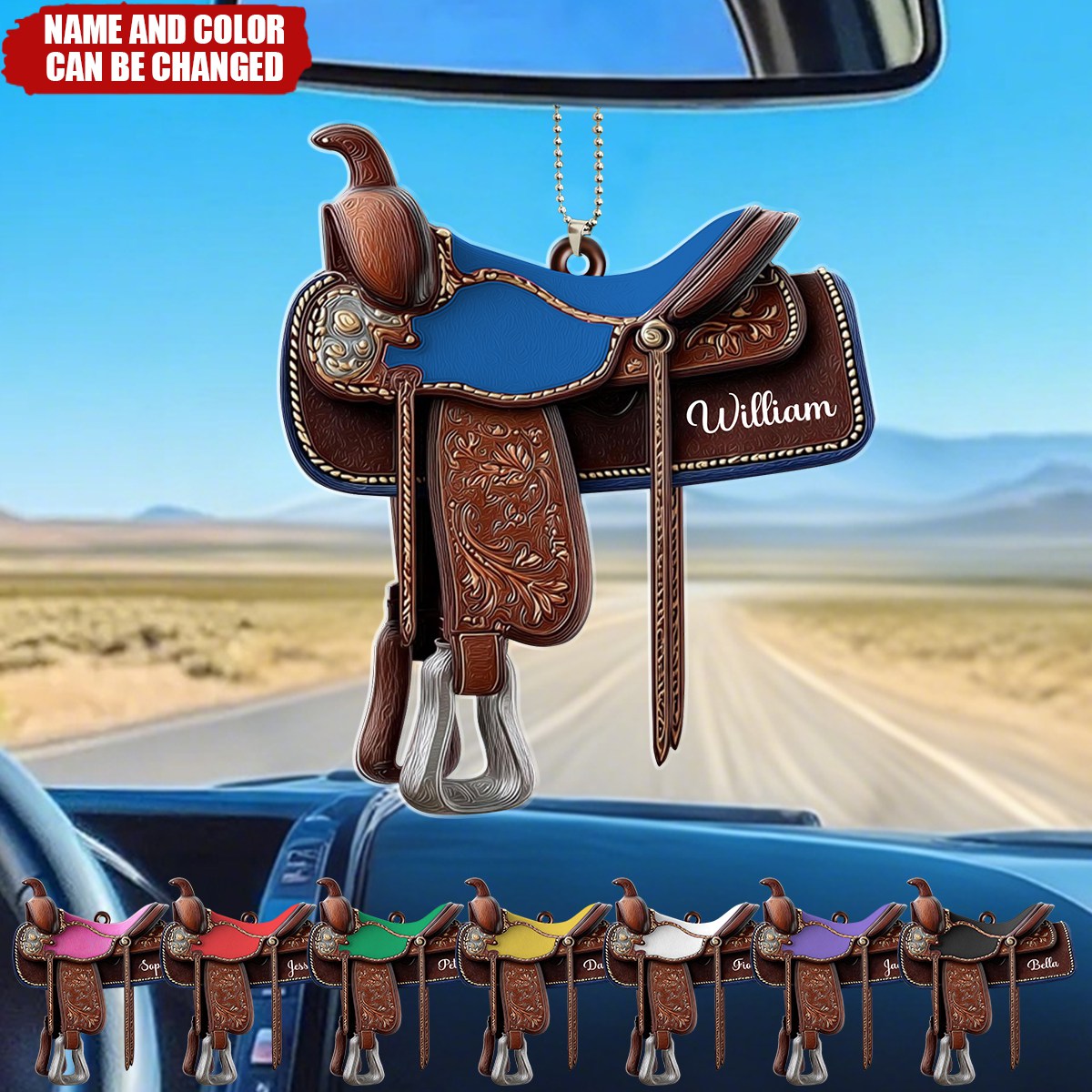 Custom Cowboy/ Cowgirl Western Horse Saddle Acrylic Car Ornament