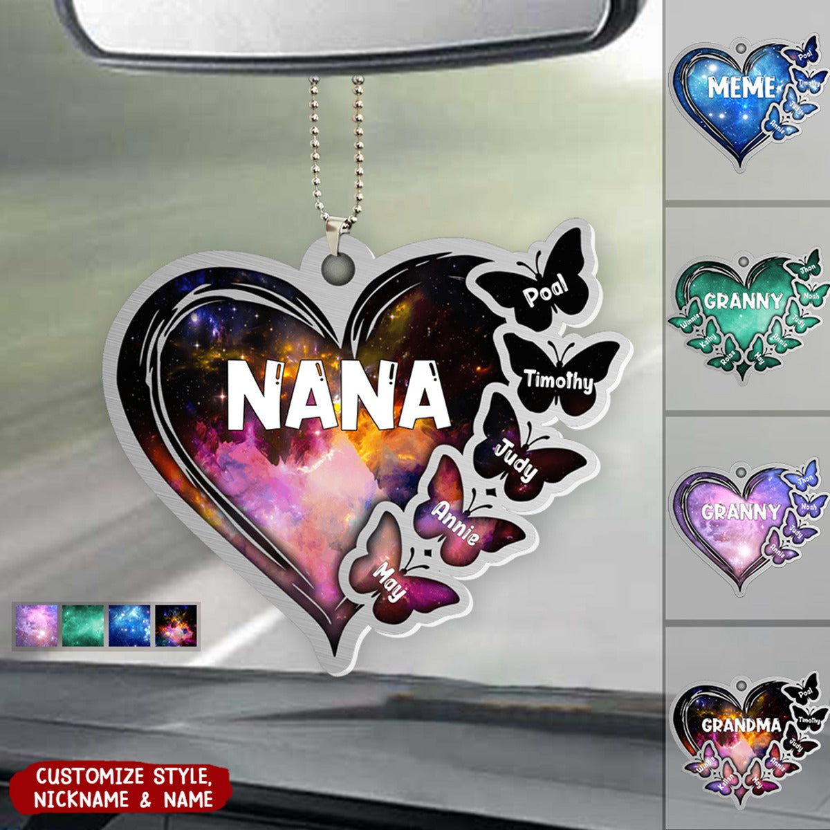 Personalized Nebula Butterfly On Heart Acrylic Ornament