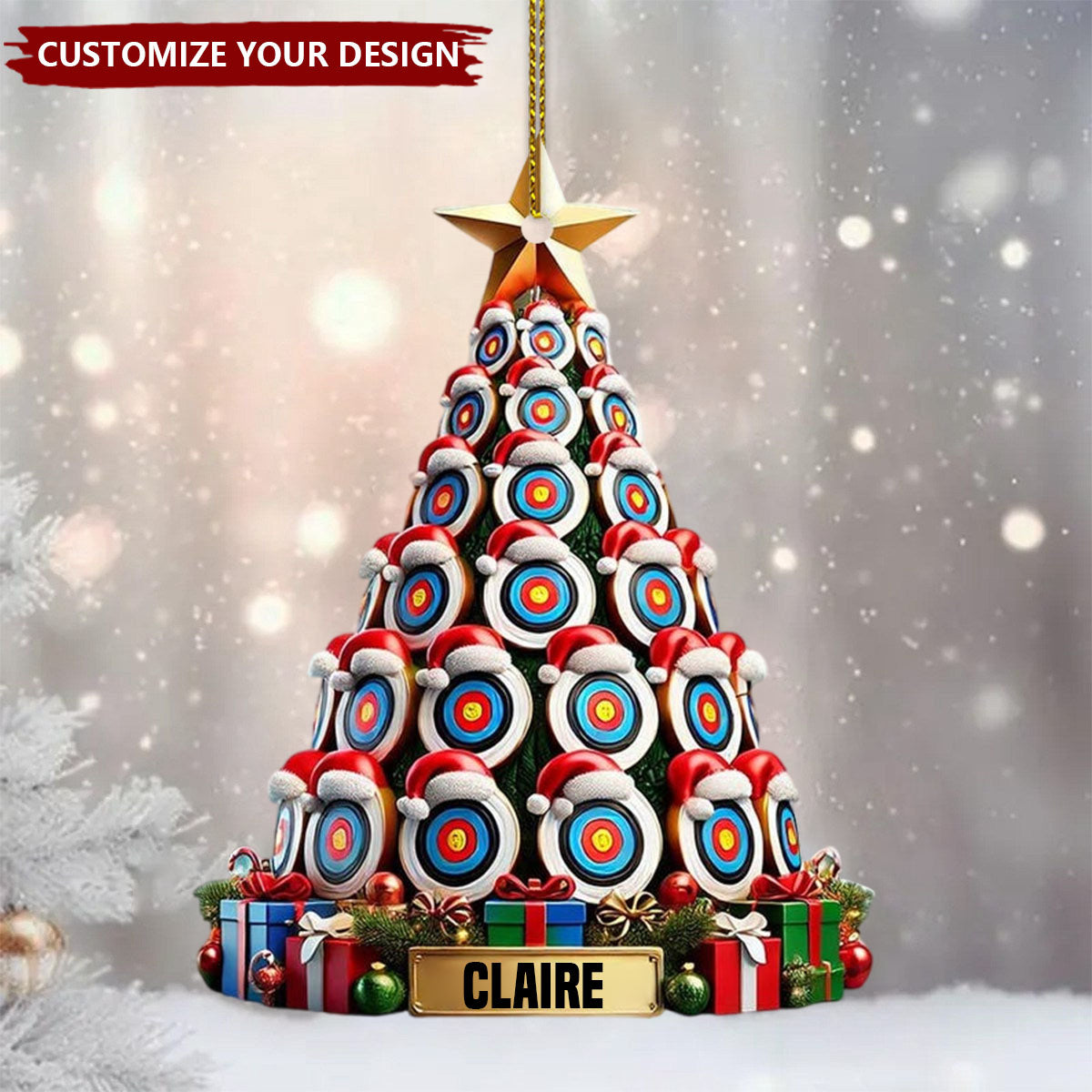 Personalized Archery Target Christmas Tree Ornament